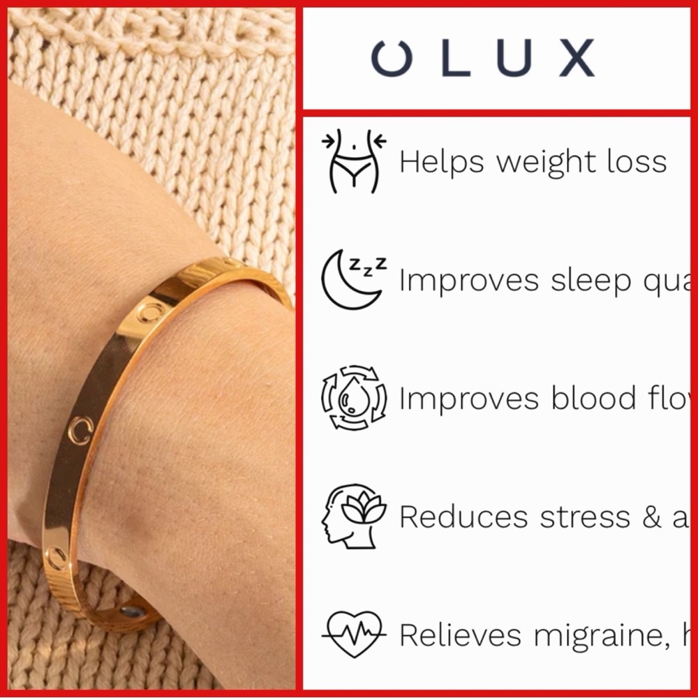 Olux Weight Loss Sleep Stress Health Magnetic Bracelet. Rose Gold Color.